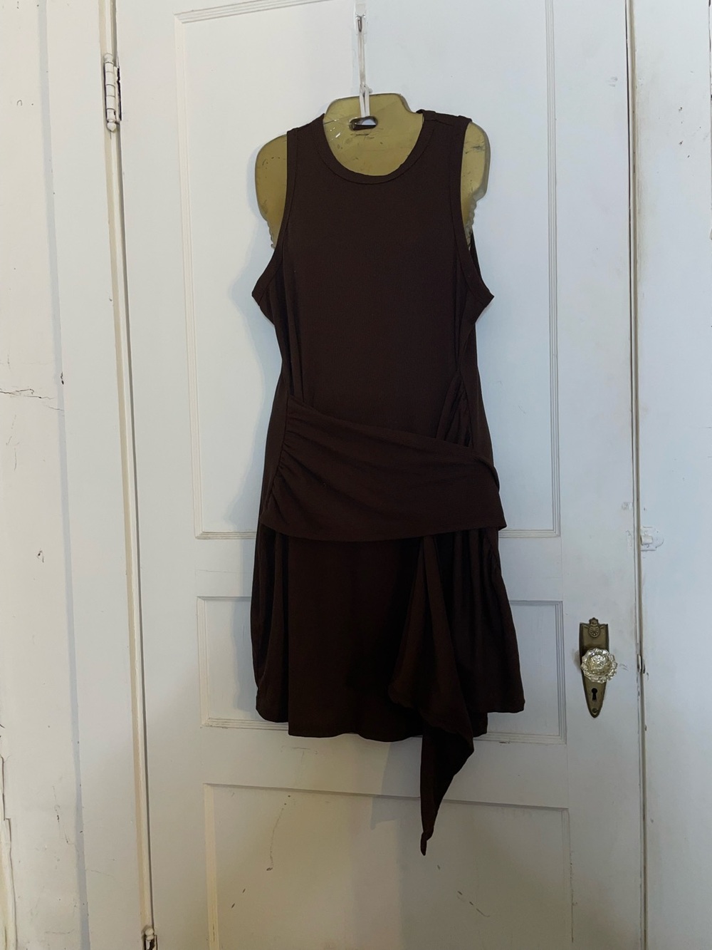Brown Tie waist dress